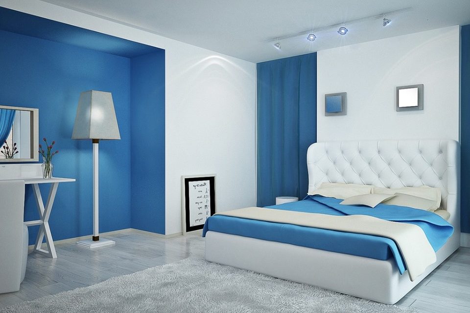 Một chút lãng mạn cho không gian phòng ngủ màu xanh