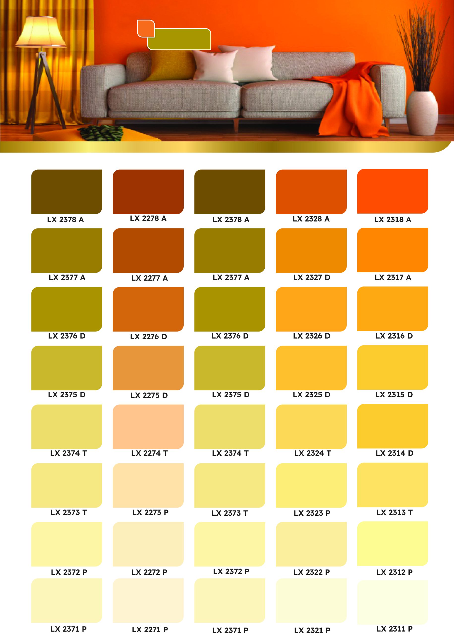 Bảng màu hệ thống sơn màu da cam Luxan