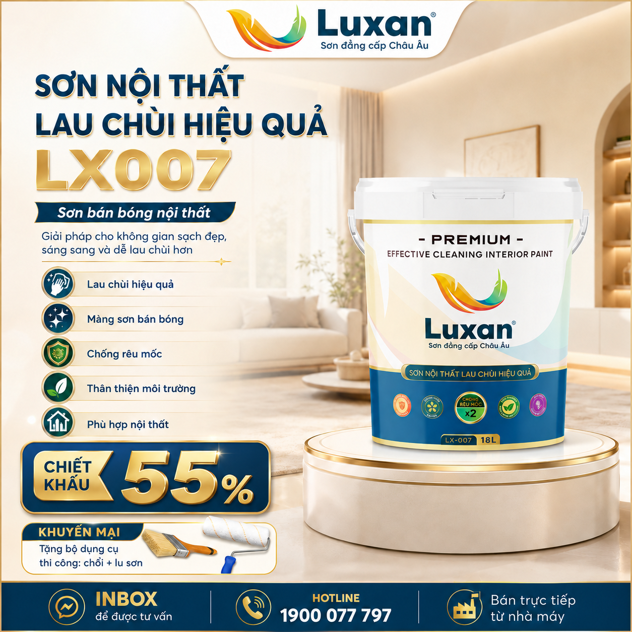 Sơn nội thất lau chùi hiệu quả