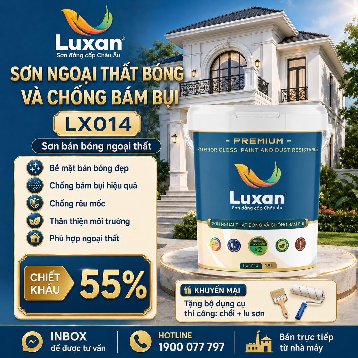 Sơn ngoại thất bóng và chống bám bụi -LX014