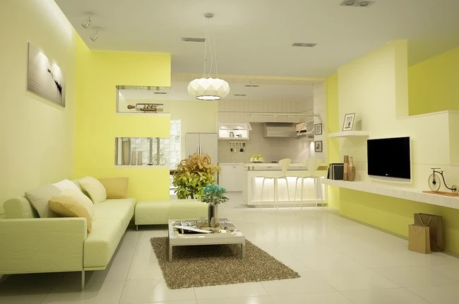 Mẫu sơn nhà màu vàng chanh luxan