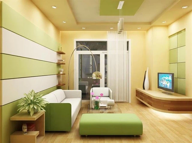 Mẫu sơn nhà màu vàng chanh luxan