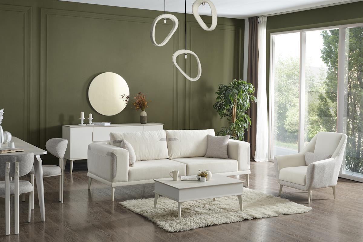 Trắng + xanh olive Luxan